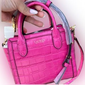 NWT Lauren Ralph Lauren Embossed Leather Small Tyler Tote